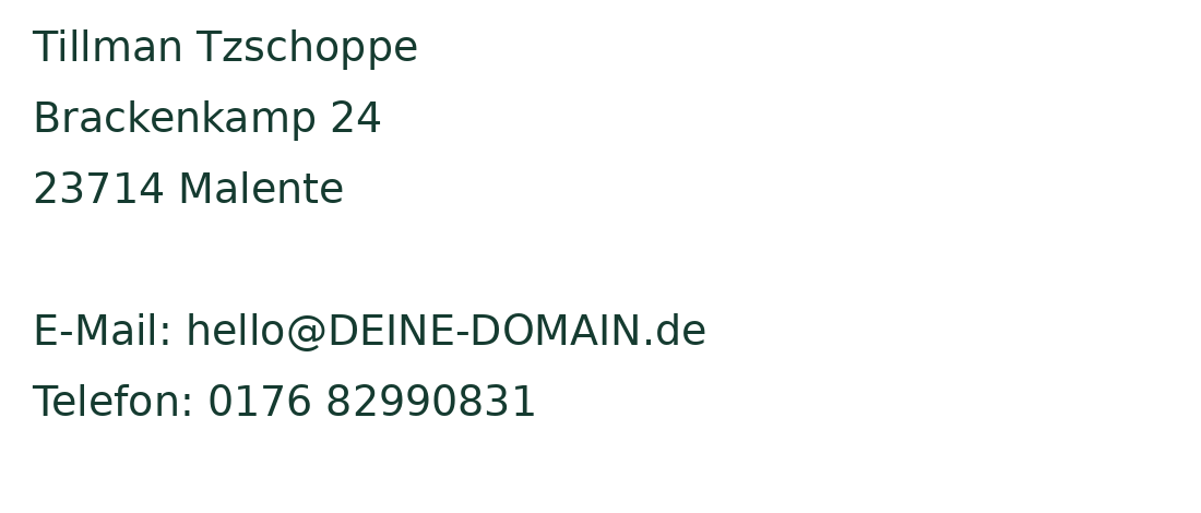 Anbieteranschrift und Kontaktdaten